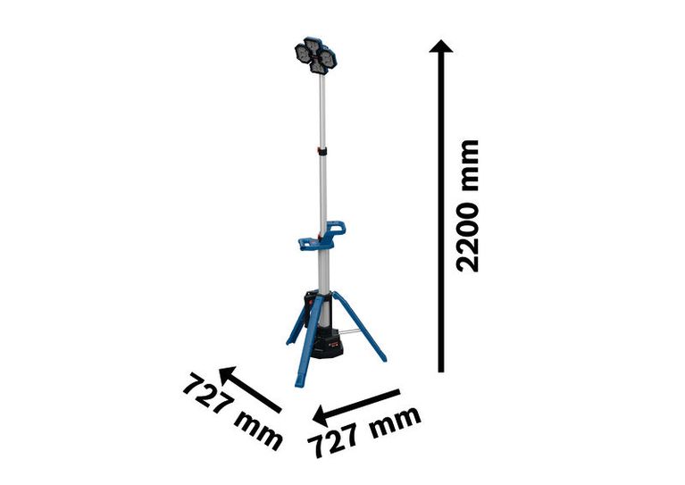 Bosch GLT18V-5000 無線工作現場燈，三腳架高 2200 毫米。.