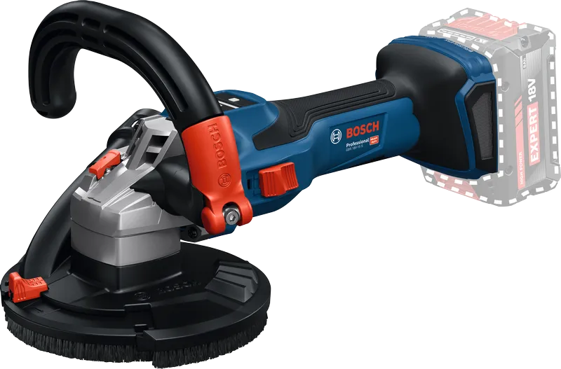 Bosch無線牆面研磨機，配有符合人體工學的手柄。.