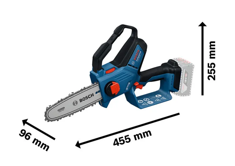 Bosch 18V-20 無線修枝鋸，附尺寸。.