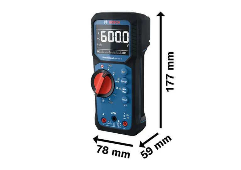 帶有大顯示器的BoschGDM 600-15 數位萬用電錶。.