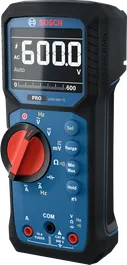 Bosch 600-15 數位萬用電錶顯示 600 伏特。