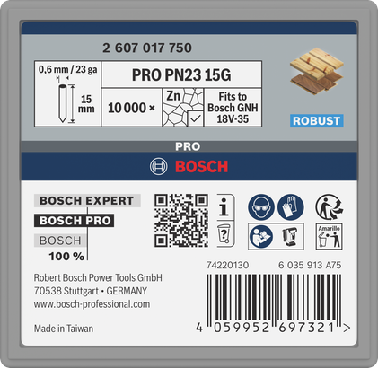 Bosch PN23 15G 15 mm 鍍鋅銷釘 10000 個
