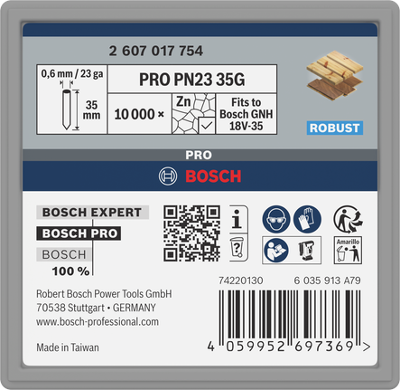 Bosch PRO PN23 G 35 毫米鍍鋅銷釘，10000 個。