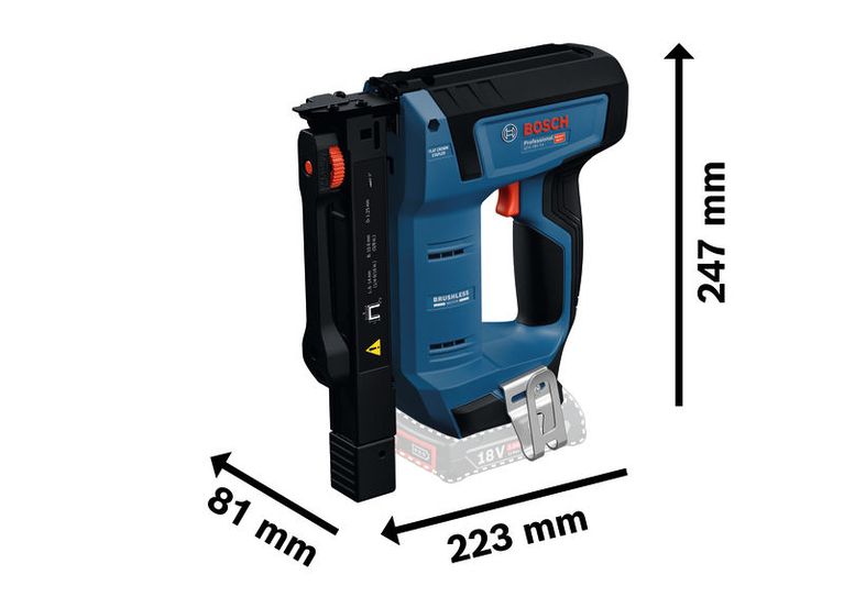 GTH 18V-14 Bosch 18V-14 無線木製訂書機,尺寸規格。