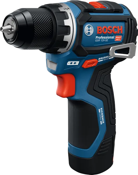 BoschGSR 12V-32 無線電鑽驅動器，配備無刷馬達。.