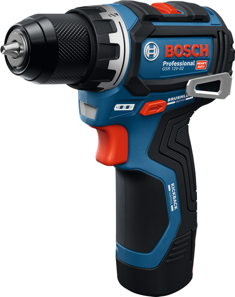 BoschGSR 12V-32 無線電鑽驅動器，配備無刷馬達。.