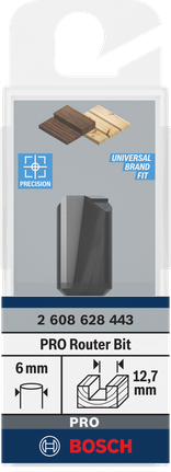 Bosch路由器直鑽頭 12.7×19.6 公釐 6 公釐柄.