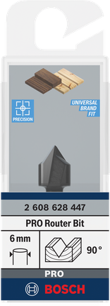Bosch V 型槽路由器鑽頭 90° 12.7 mm 6 公釐柄.