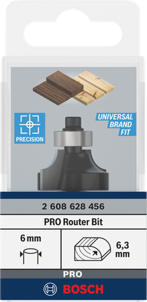 Bosch路由器鑽頭，6.3 公釐 6 公釐柄圓角.