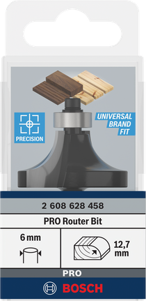 Bosch PRO 路由器鑽頭圓角超過 12.7 毫米 6 毫米柄。.