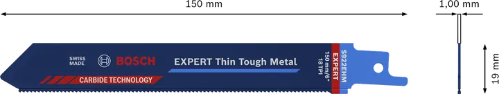 Bosch EXPERT Thin Tough Metal S 922 EHM 鋸片用於切割薄金屬。