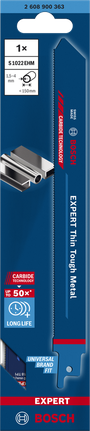 Bosch EXPERT Thin Tough Metal S 1022 EHM 往復鋸片。.
