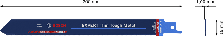 Bosch薄型堅韌金屬往復鋸片 200 mm。.