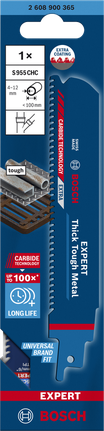 EXPERT ‘Thick Tough Metal’ S 955 CHC 軍刀鋸片 1 件式 Bosch EXPERT 厚實堅韌金屬 S 955 CHC 鋸片。.