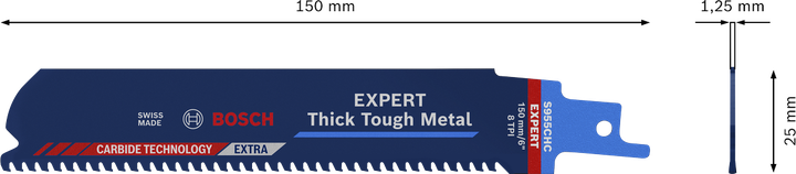 Bosch EXPERT Thick Tough Metal S 955 CHC 往復鋸片。
