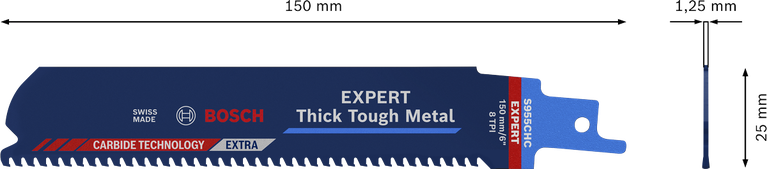 EXPERT ‘Thick Tough Metal’ S 955 CHC 軍刀鋸片 1 件式 Bosch EXPERT Thick Tough Metal S 955 CHC 往復鋸片。.