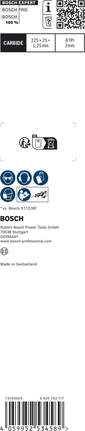 Bosch EXPERT 厚實堅韌金屬 S1155CHC 鋸片 225 毫米。.