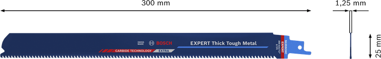 EXPERT ‘Thick Tough Metal’ S 1255 CHC 軍刀鋸 1 件式 Bosch EXPERT 厚實堅韌金屬 S 1255 CHC 300mm 鋸片。.