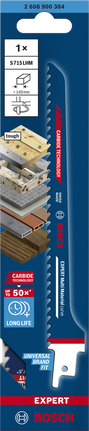 Bosch多用途 S715LHM 往復鋸片，適用於堅硬材質。