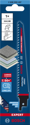 Bosch EXPERT Fiber Plaster S 641 HM 往復鋸片可長期切割纖維和石膏材料。