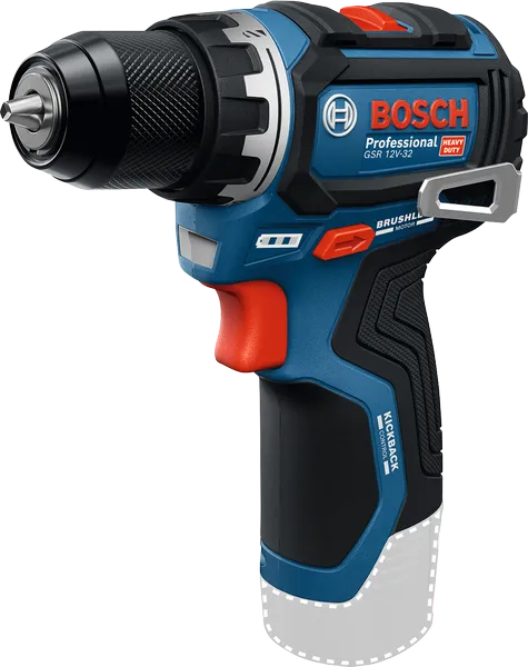 BoschGSR 12V-32 無線電鑽，配備無刷馬達。.