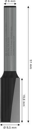 Bosch PRO 路由器直鑽頭，兩個凹槽，9.5x19.6 毫米。.