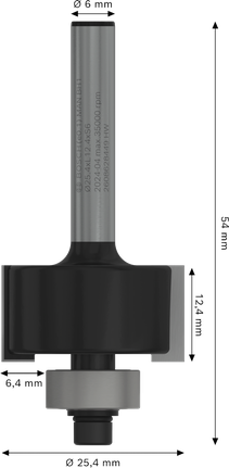 Bosch PRO 路由器鑽頭開槽 6.4 毫米柄 6 毫米。.