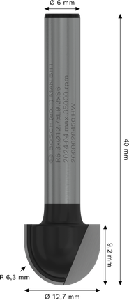 Bosch PRO 路由器鑽頭芯盒 R 6.3 毫米柄 6 毫米。.