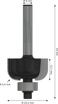 Bosch PRO 路由器鑽頭蓋 R 6.4 柄 6 毫米。