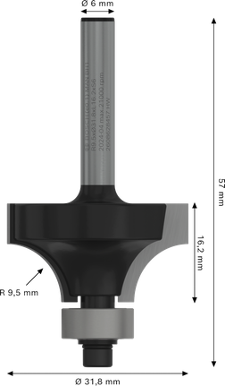 Bosch PRO 路由器鑽頭圓角超過 R 9.5 把手 6 毫米。.