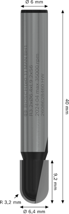 Bosch PRO 路由器鑽頭芯盒 6 毫米柄，3.2 毫米半徑。.