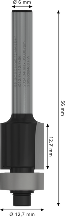 Bosch路由器鑽頭底部軸承齊平修邊 12.7x12.7 毫米.