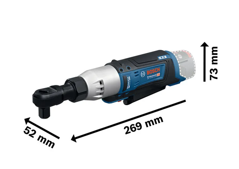 Bosch 12V-60 1/2 SN 無線棘輪扳手，附尺寸。.