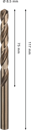 Bosch PRO HSS-Co 麻花鑽頭 8.5x75x117 毫米。.