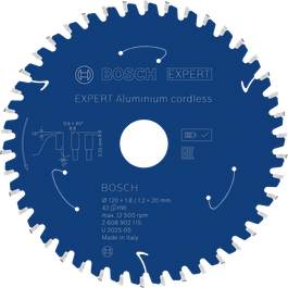 BoschEXPERT 鋁製無線圓鋸片，120 毫米 42T。
