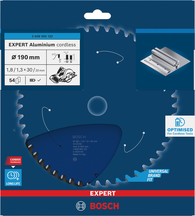 Bosch鋁製無線圓鋸片 190×1.8/1.3×30 mm T54。.