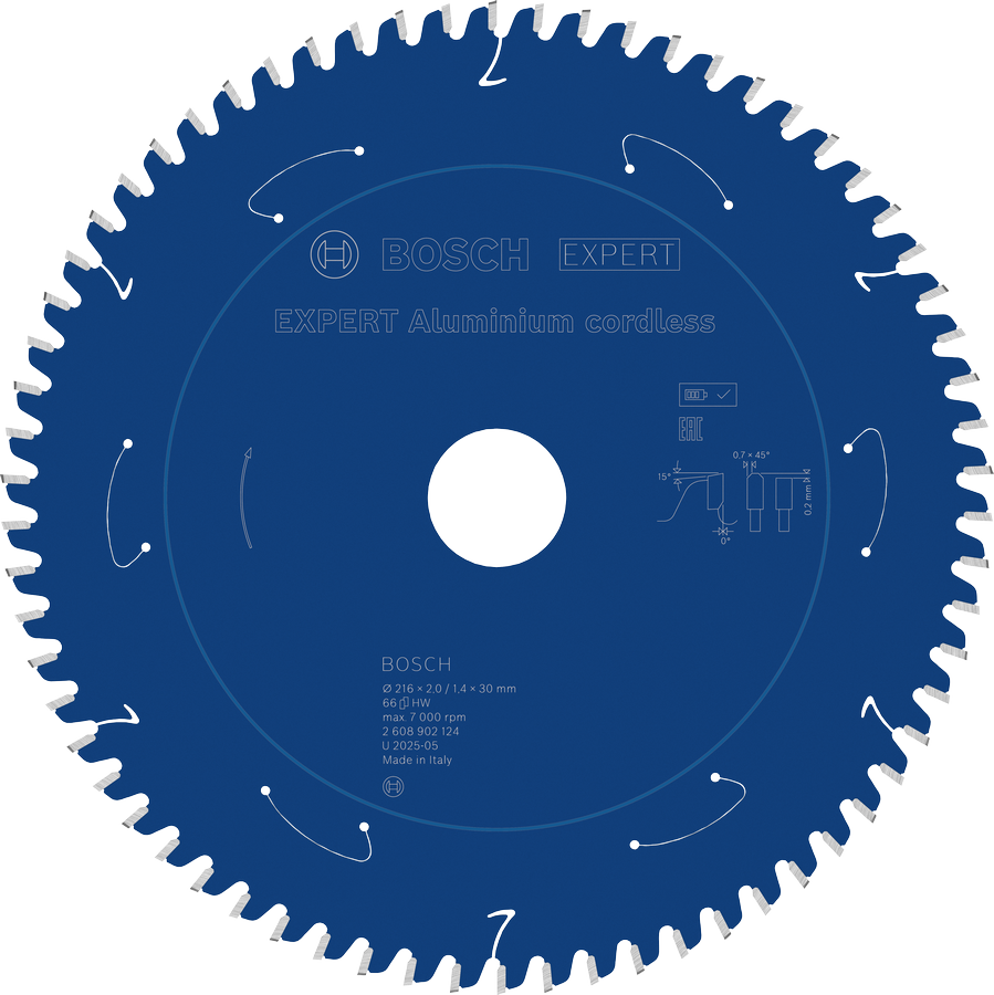 BoschEXPERT 鋁製無線圓鋸片 216 mm。.