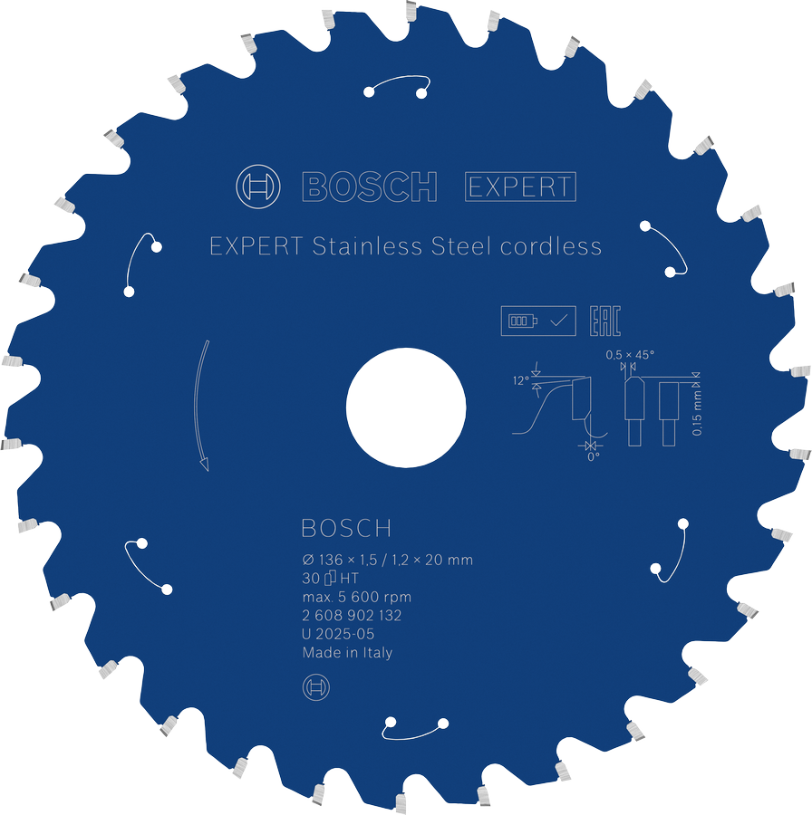 BoschEXPERT 不鏽鋼無線圓鋸片。.