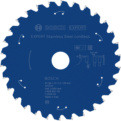 BoschEXPERT 不鏽鋼無線圓鋸片。