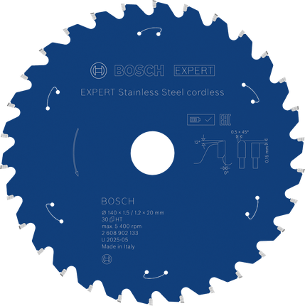BoschEXPERT 不鏽鋼無線圓鋸片 140 mm。.