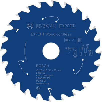 BoschEXPERT Wood 無線圓鋸片，24 齒。