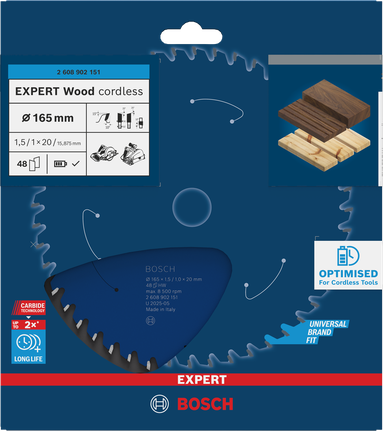 Bosch EXPERT Wood 無線 165×1.5/1×20 毫米 T48 鋸片。.