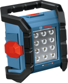 帶有 LED 面板的Bosch GLI18V-1500 無線工作現場燈。.