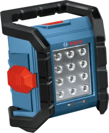 帶有 LED 面板的Bosch GLI18V-1500 無線工作現場燈。.