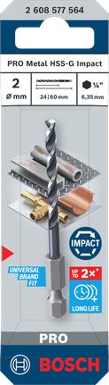 Bosch Metal HSS-G 2 毫米衝擊鑽頭.