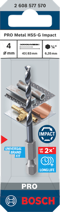 Bosch PRO Metal HSS-G 4 毫米衝擊鑽頭。.