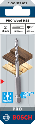Bosch2 毫米木質 HSS 麻花鑽頭。.