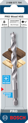 Bosch 8 毫米 PRO 木質 HSS 麻花鑽頭 3/8 英吋。.
