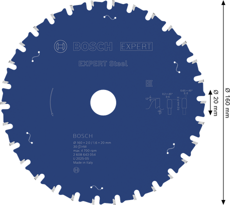 BoschEXPERT 鋼圓鋸片 160mm T30。