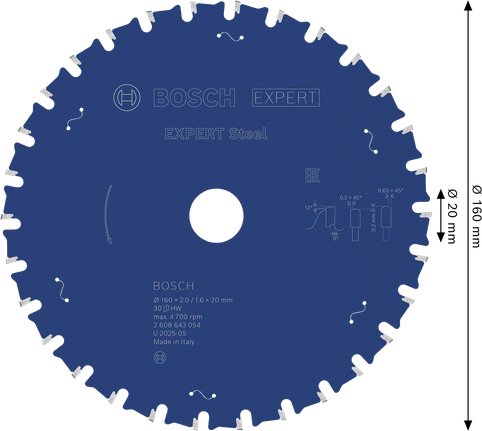 BoschEXPERT 鋼圓鋸片 160mm T30。.